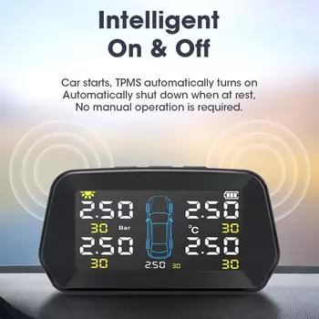 Сигнализация Датчик давления в шинах Надежная прочная система мониторинга Солнечная энергия Автоматическая безопасность Контроль давления в шинах TPMS для 5 шин