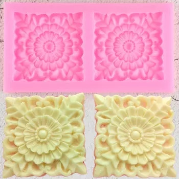 Силиконовая форма для кексов квадратная цветочная