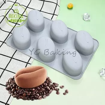 Силиконовая форма для мусса Dorica 6-луночная 3D кофейные зерна