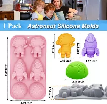 Силиконовая форма для торта "Ракета-Планета", 6 полостей