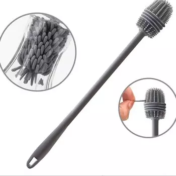 Силиконовая щетка для чистки бутылок VIBRATITE серая