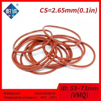 1 шт./лот силиконовый каучук красный VMQ CS 2,65 мм ID53/56/58/61.5/63/69/71/73 мм уплотнительное кольцо Силиконовое уплотнительное кольцо из водонепроницаемого материала