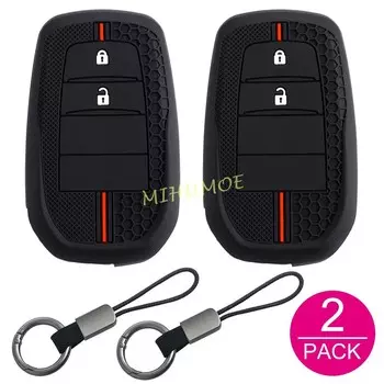 Силиконовый 2-кнопочный автомобильный смарт-брелок с кольцом, чехол-цепочка для Toyota Corolla Hatchback Yaris Cross Hilux LC200 LC250 LC300