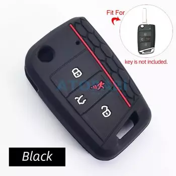 Силиконовый чехол для автомобильного ключа, 4 кнопки, откидной пульт дистанционного управления, защитный чехол для VW Volkswagen Golf VII Mk7 GTI Jetta Tiguan 2018