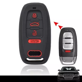 Силиконовый чехол для автомобильного ключа для Audi A3 A4 A5 A6 A7 A8 Q5 S4 S5 S6 3-кнопочный бесключевой пульт дистанционного управления, смарт-брелок, кольцо-держатель