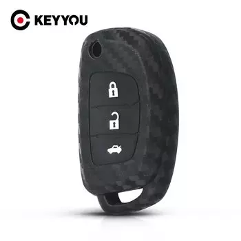 Силиконовый чехол KEYYOU для ключа из углеродного волокна, чехол-книжка для Hyundai Sonata Fe Avante Porter greatsonata Santafe i30 Solaris ix35