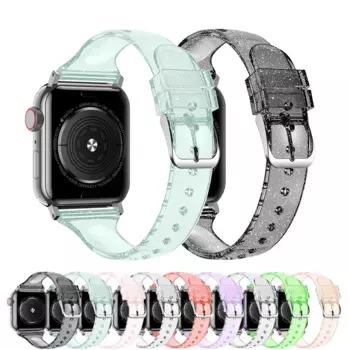 Силиконовый ремешок для Apple Watch Band 42 мм 38 мм 40 мм 44 мм, блестящий браслет для Iwatch Series 6 5 4 3 SE 7 45 мм 41 мм