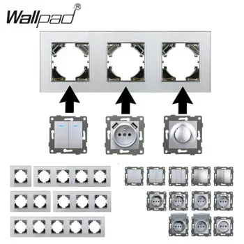 Wallpad серебряная настенная розетка с подсветкой 6 USB