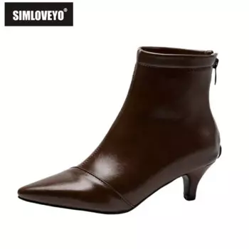 SIMLOVEYO 2024 женские ботильоны для офиса с острым носком на маленьком каблуке 5 см Большой размер 46 47 48 зрелые женщины Bota