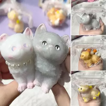 Симпатичная Реалистичная игрушка-сжималка для кошек, игрушки для декомпрессии «сделай сам», оранжевая кошка, голубая игрушка для снятия стресса, подарок на день рождения девушке, кошка P6H7