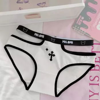 Симпатичные трусики для девочек в стиле "Лолита", сексуальные женские трусики со средней талией, новинка 2024, трусики из чистого хлопка, французские трусики, нижнее белье Loli