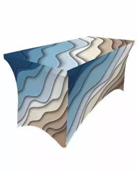 Сине-коричневая градиентная Современная Геометрическая абстрактная юбка, свадебная, гостиничная, день рождения, скатерть для стола