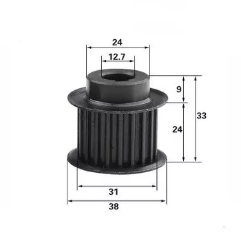 Синхронное колесо для резьбы по станке, 5 м, зубчатая сталь, 20 зубьев, диаметр 12 мм, 12,7 мм, 14 мм, ширина ремня 15 мм