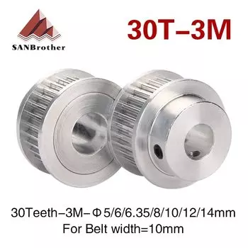 Синхронный шкив HTD 3M, 30 зубьев, диаметр 5/6/6,35/8/10/12/14 мм для ширины 10 мм, HTD 3M, ремень ГРМ HTD 3GT, шкив 30 зубьев, 30 зубьев