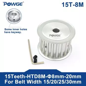 Синхронный зубчатый шкив POWGE Arc HTD 8 м, с отверстием 8-20 мм для ремня шириной 15/20/25/30 мм, 15-8 м AF 15 зубьев 15 T