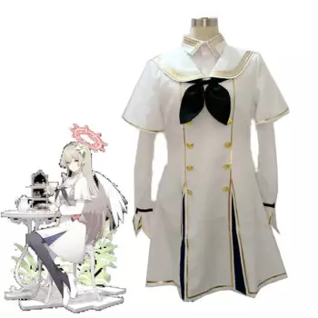 Синий архив Kirihuji Nagisa Косплей Костюм синий архив Косплей Nagisa белое платье Unifrom