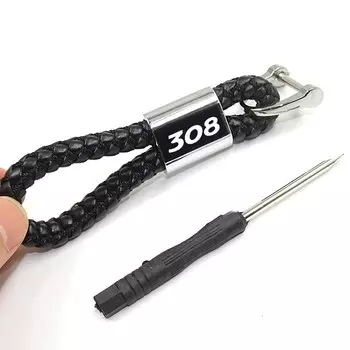 Синий/черный/красный автомобильный брелок, металлический Кожаный Автомобильный Брелок, украшение интерьера для Peugeot 301 307 308, аксессуары для ключей