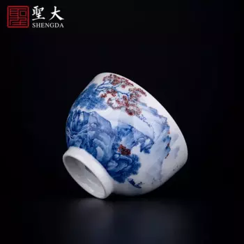 Синий и белый youligong лад пейзаж мастер чашка Горячая Печь Чистая Ручная Роспись Цзиндэчжэнь чай кунг фу