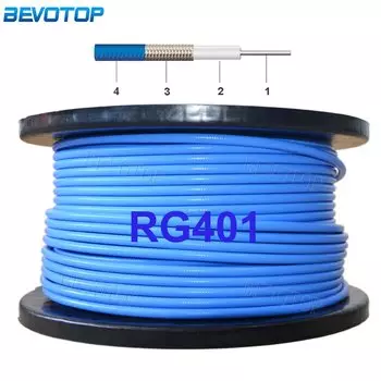 Синий кабель RG401, полугибкий, 50 Ом, 50–5, высокочастотный тестовый кабель, RF-коаксиальный кабель, перемычка с косичкой 4G, 1–50 м или настройка