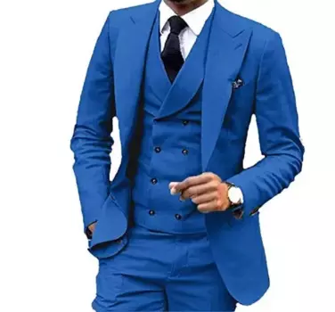 Синий костюм Homme Смокинги Жених Свадебные мужские костюмы Смокинг Terno Masculino De Pour Hommes Блейзер из 3 предметов (куртка + брюки + жилет)
