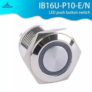 Синий светодиод, 3 в, 5 В, 12 В, 24 В, 1NO, мгновенный 16 мм, стандартный кнопочный переключатель