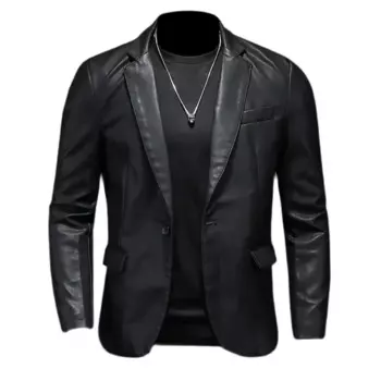 SINOBILLOW осенне-зимняя куртка из искусственной кожи мотоциклетная отложная Черная Куртка мужская верхняя одежда пальто из ПУ 5XL