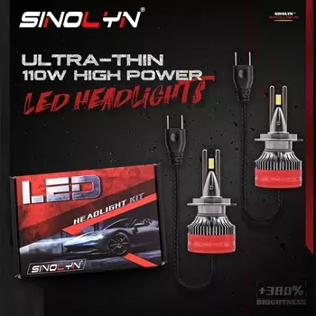Sinolyn 110W H1 H7 H4 H11 LED светодиодные лампы для фар проекторных линз,линз противотуманных фар, светодиодные фары, диодные автомобильные лампы 40000LM автомобильные аксессуары h7 светодиодные лампы лампочки на авто