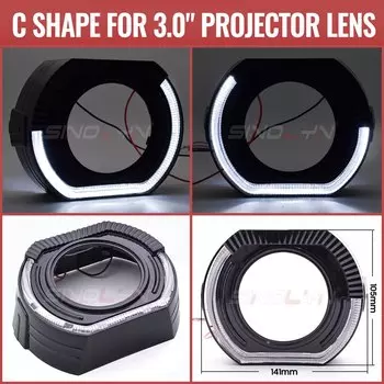Sinolyn 2,5/3,0 дюймовые черные кожухи Angel Eyes LED DRL Чехлы для линз проектора фар для Hella 3R/Koito Q5 Halo ободки,маска для линзы 3 дюйма