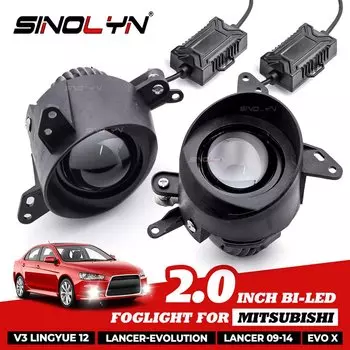 Sinolyn 2-дюймовые Bi светодиодные противотуманные фары для Mitsubishi Lancer/EVO X/V3 Lingyue/Evolution, светодиодный проектор, противотуманные линзы, Аксессуары для автомобилей,птф светодиодные,би лед птф