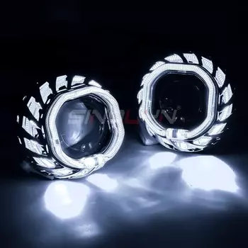 Sinolyn квадратные Биксеноновые линзы с ангельскими глазками для фар H7 H4, головка детской, 2,5 дюйма, двойная фотолампа, аксессуары для автомобиля «сделай сам»