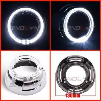 Sinolyn Лицевая панель проектора светодиодсветодиодный глаза ангела для линз Hella/Koito Q5, 3,0 дюйма, крышка, биксеноновые линзы для фар DRL