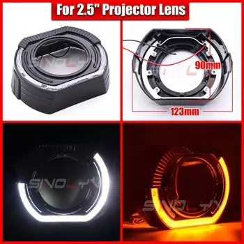 Sinolyn светодиодный ангельские глаза для Hella 3R G5/Koito Q5/WST Switchback поворотный сигнал DRL пылезащитный ободок для фар проектора крышка объектива