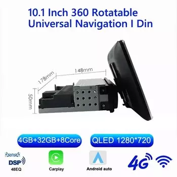 Sinosmart Navigation для 10,1-дюймового вращающегося на 360 градусов универсального 1 DIN Android 2 DIN автомобильного радио GPS 2,5D QLED экран