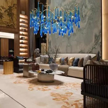 Синяя хрустальная люстра, цвет может быть изготовлен на заказ, вилла, гостиная, внутреннее освещение, клуб светодиодный светильник, роскошная люстра