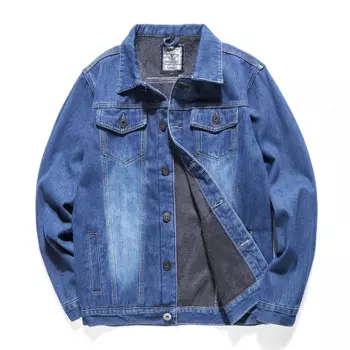 Синяя шерстяная джинсовая куртка, модная мужская мотоциклетная куртка, теплая и утепленная мужская одежда, джинсовая куртка