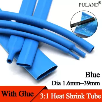Синяя термоусадочная трубка 1.6 ~ 39 мм 3:1 с клеем