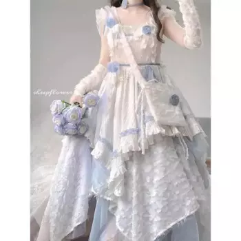 Синяя трапециевидная юбка в стиле «лолита»