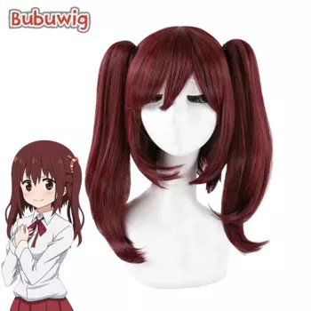 Синтетические волосы Bubuwig Himouto! Парик с хвостиком Umaru-chan Nanan Ebina, длина 40 см, прямые винно-красные парики для косплея, термостойкие
