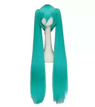 Синтетические волосы Miku Косплей длинный парик зеленые термостойкие женские парики с 2 зажимами парики для конского хвоста