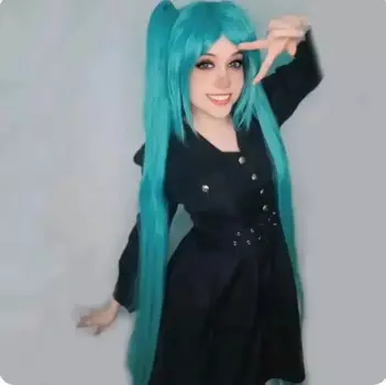 Синтетические волосы VOCALOID Sakura Hatsune Miku длинные хвосты зеленый парик для косплея