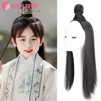Синтетический парик Hanfu FORLISEE, головной убор, Детский парик в старинном стиле, косплей династии Мин, ученые, корона для волос, аксессуары для волос, булочка