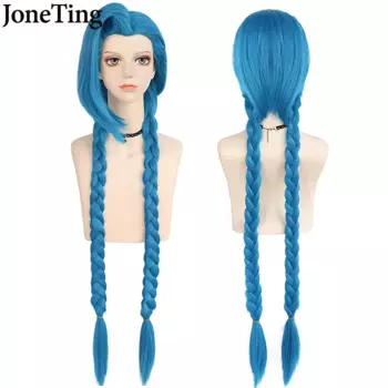 Синтетический парик JT 120 см Jinx, парик для ролевых игр lol Arcane, парики для косплея Из синих косичек, парики для косплея Лолиты, плетеные парики для костюмированной вечеринки на Хэллоуин