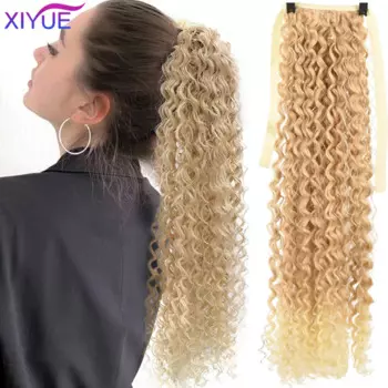 Синтетический парик XIYUE, коса для конского хвоста для женщин, пушистые ремешки, длинные волосы для конского хвоста, термостойкий микро-вьющийся парик