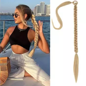 Синтетический Плетеный удлинитель для хвоста, черный градиентный хвост, длинный хвост, завязка для волос, резинка для волос, светлые волосы для женщин