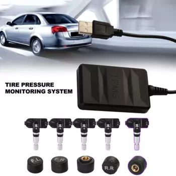 Система контроля давления в шинах TPMS, Android, USB, 4 /5 внешних встроенных датчиков