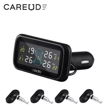Система контроля давления в шинах TPMS Careud с ЖК-дисплеем и 4 внутренними/внешними датчиками