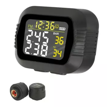 Система контроля давления в шинах TPMS, цветной ЖК-дисплей, 2 внешних датчика, сигнализация температуры в режиме реального времени