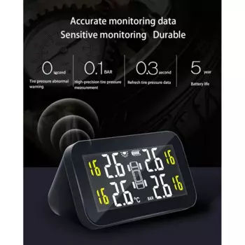 Система контроля давления в шинах TPMS на солнечной батарее, универсальный внешний датчик давления в шинах TPMS