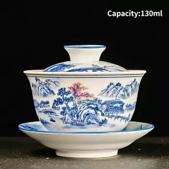 SJZMICAI сине-белая керамическая чашка для чая