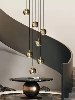 Скандинавская Люстра для гостиной, Подвесная лампа с фиксацией, дымчато-серая хрустальная люстра, Минималистичная Подвесная лампа для лестницы люстра потолочная светодиодная